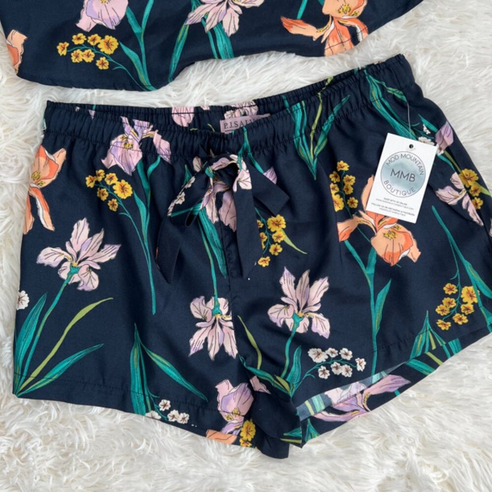 NWT PJ Salvage Navy Floral Pajama Shorts